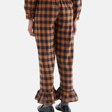 Compañía Fantástica - 64C-40106 - Pantalones marrones 100% algodón de cuadros - Mujer
