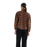 Compañía Fantástica - 64C-40109 - Camisa marrón de manga larga con estampado de cuadros - Mujer