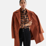 Compañía Fantástica - 64C-40109 - Camisa marrón de manga larga con estampado de cuadros - Mujer