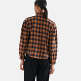 Compañía Fantástica - 64C-40109 - Camisa marrón de manga larga con estampado de cuadros - Mujer