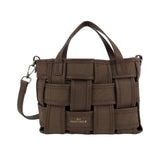MartinaK – Criss-Cross 7253-2 – Bolso shopping trenzado marrón con doble asa (23x17x10 cm)