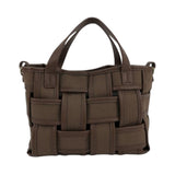 MartinaK – Criss-Cross 7253-2 – Bolso shopping trenzado marrón con doble asa (23x17x10 cm)