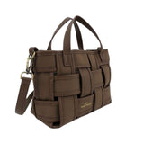 MartinaK – Criss-Cross 7253-2 – Bolso shopping trenzado marrón con doble asa (23x17x10 cm)