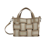 MartinaK – Criss-Cross 7253-9 – Bolso shopping trenzado beige con doble asa (23x17x10 cm)