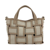 MartinaK – Criss-Cross 7253-9 – Bolso shopping trenzado beige con doble asa (23x17x10 cm)