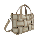 MartinaK – Criss-Cross 7253-9 – Bolso shopping trenzado beige con doble asa (23x17x10 cm)
