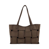 Martina K – Criss-Cross 7254-2 – Bolso shopping trenzado marrón con doble asa (38x25 cm)
