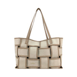 Martina K – Criss-Cross 7254-9 – Bolso shopping trenzado beige con doble asa (38x25 cm)