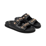 Gioseppo - Wrentham 75075-P_Negro - Sandalias de piel con tachas con plantilla de piel acolchada y anatómica - Mujer