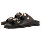 Gioseppo - Wrentham 75075-P_Negro - Sandalias de piel con tachas con plantilla de piel acolchada y anatómica - Mujer
