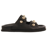 Gioseppo - Wrentham 75075-P_Negro - Sandalias de piel con tachas con plantilla de piel acolchada y anatómica - Mujer