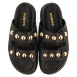 Gioseppo - Wrentham 75075-P_Negro - Sandalias de piel con tachas con plantilla de piel acolchada y anatómica - Mujer