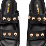 Gioseppo - Wrentham 75075-P_Negro - Sandalias de piel con tachas con plantilla de piel acolchada y anatómica - Mujer