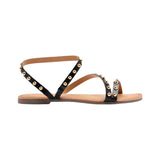 Gioseppo – Necedah 75077-P-Negro – Sandalias de piel con tachas y plantilla acolchada - Mujer
