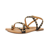 Gioseppo – Necedah 75077-P-Negro – Sandalias de piel con tachas y plantilla acolchada - Mujer