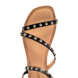 Gioseppo – Necedah 75077-P-Negro – Sandalias de piel con tachas y plantilla acolchada - Mujer
