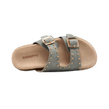 Gioseppo – Stella 75416-P-Gris – Sandalias de piel con adorno de tachas y plantilla anatómica - Mujer