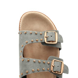 Gioseppo – Stella 75416-P-Gris – Sandalias de piel con adorno de tachas y plantilla anatómica - Mujer