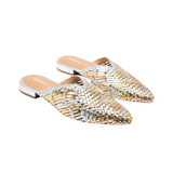 Gioseppo - Lagrange 75444-P_Plata - Babuchas de piel trenzada con plantilla acolchada de piel - Mujer
