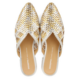 Gioseppo - Lagrange 75444-P_Plata - Babuchas de piel trenzada con plantilla acolchada de piel - Mujer