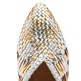 Gioseppo - Lagrange 75444-P_Plata - Babuchas de piel trenzada con plantilla acolchada de piel - Mujer