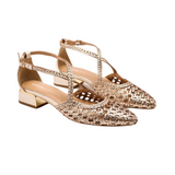 Gioseppo - Brillion 75560-P_Platino - Bailarinas de piel trenzada con tacón de 3 cm. y plantilla acolchada - Mujer