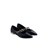 Gioseppo – Nimrod 76001-P_Negro – Bailarinas de piel con ollados y tacón de 1,5 cm. - Mujer