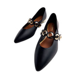 Gioseppo – Nimrod 76001-P_Negro – Bailarinas de piel con ollados y tacón de 1,5 cm. - Mujer