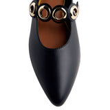 Gioseppo – Nimrod 76001-P_Negro – Bailarinas de piel con ollados y tacón de 1,5 cm. - Mujer