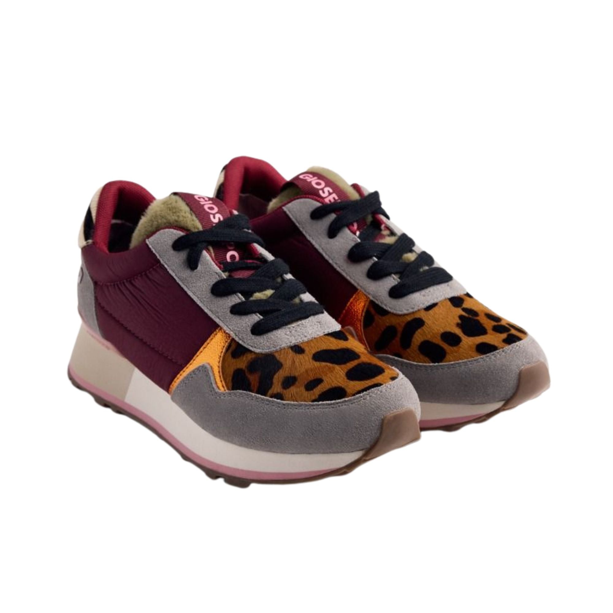 Zapatillas burdeos Gioseppo Posen mujer con estampado animal Konestilochic