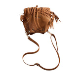 Gioseppo – Tonka 76970-P_Cuero – Bolso bucket con flecos y cierre con cordón (27,5 x 11 x 21,5 cm.)