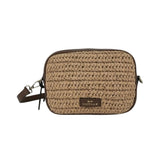 Martina K – Sport Straw 7806-3 – Bolso bandolera ajustable camel de paja con doble cremallera (21x15 cm.)