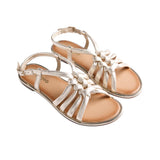 Gioseppo – Pepperell 79212-P-Platino – Sandalias planas platino de piel de tiras entrelazadas - Mujer