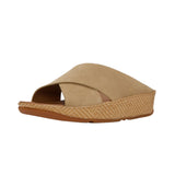 FitFlop – Lulu Lux A4R-923 – Sandalias cruzadas marrones de ante con tejido gráfico - Mujer