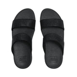 FitFlop – Lulu A4Y-001 – Sandalias negras de tiras con brillo - Mujer