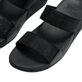FitFlop – Lulu A4Y-001 – Sandalias negras de tiras con brillo - Mujer