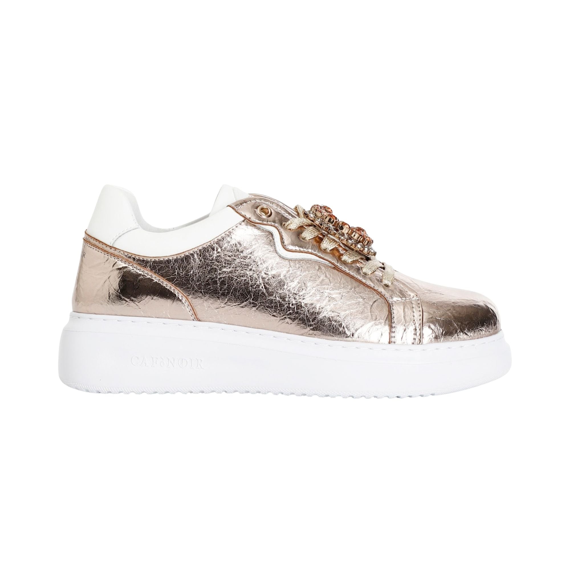 Zapatillas laminadas beige tacón 4cm | Konestilochic