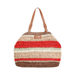 Bolso multicolor de rafia CAFE NOIR con asas marrones | Konestilochic
