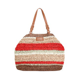 Bolso multicolor de rafia CAFE NOIR con asas marrones | Konestilochic