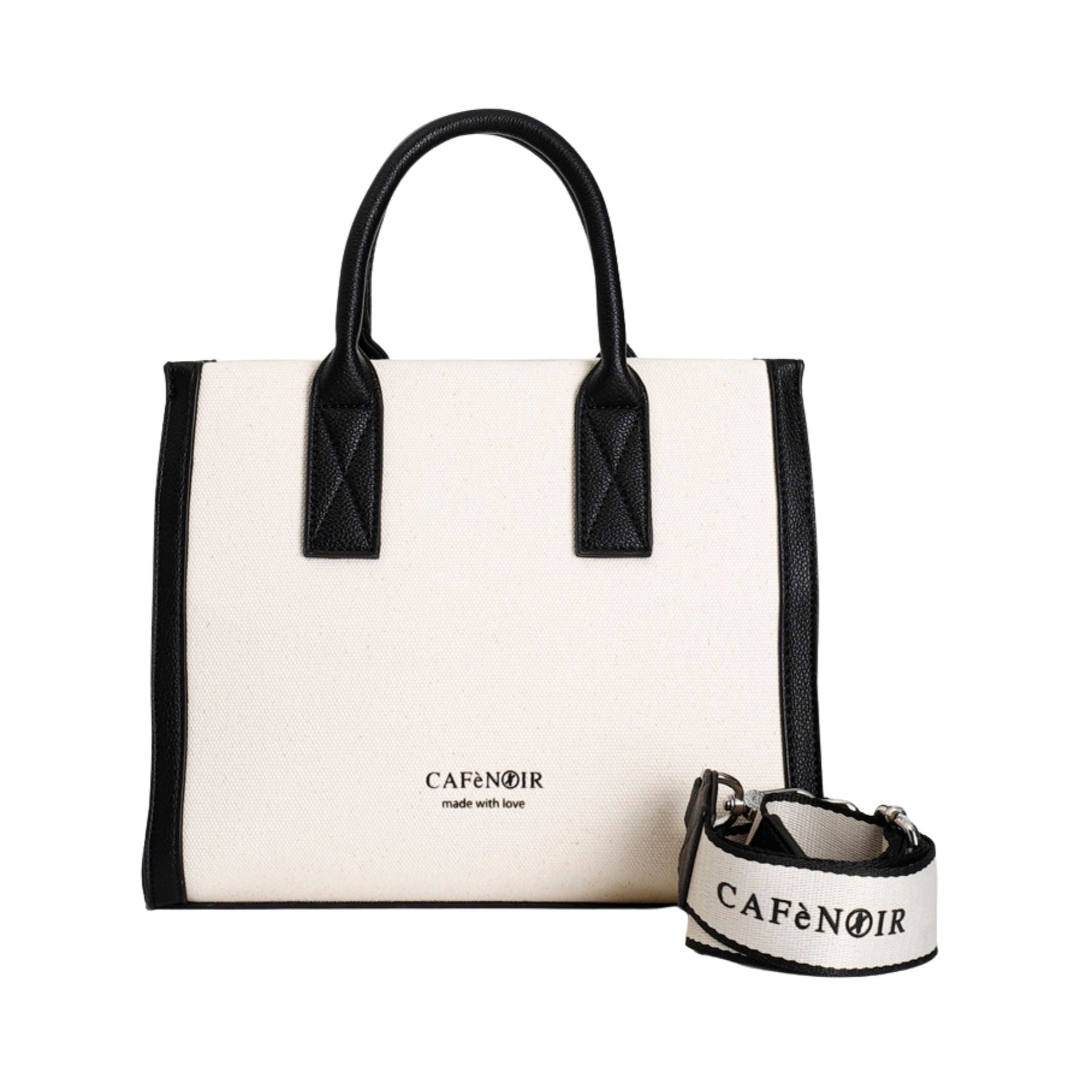 Bolso blanco y negro CafèNoir con correa ajustable | Konestilochic