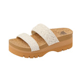 Reef – Cushion Vista CJ8611 – Sandalias beige de rafia con plataforma y plantilla de corcho - Mujer