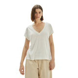 CT414_BLANCO-Camiseta de mujer mezcla lino de System Action