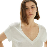 CT414_BLANCO-Camiseta de mujer mezcla lino de System Action