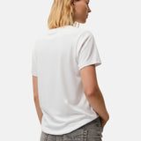 System Action - CTDCT711-1 – Camiseta blanca de algodón orgánico con escote en pico y puntilla - Mujer