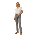 System Action - CTDCT711-1 – Camiseta blanca de algodón orgánico con escote en pico y puntilla - Mujer