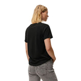 System Action - CTDCT711-40 – Camiseta negra de manga corta con puntilla en el escote - Mujer