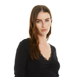 System Action - CTDCT911_40 – Camiseta de manga larga con puntilla en el escote - Mujer