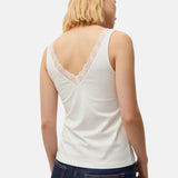 System Action - CTDTO711-1 – Top entallado blanco de tirantes con puntilla en el escote - Mujer