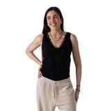 Top negro mujer con puntilla | System Action Konestilochic