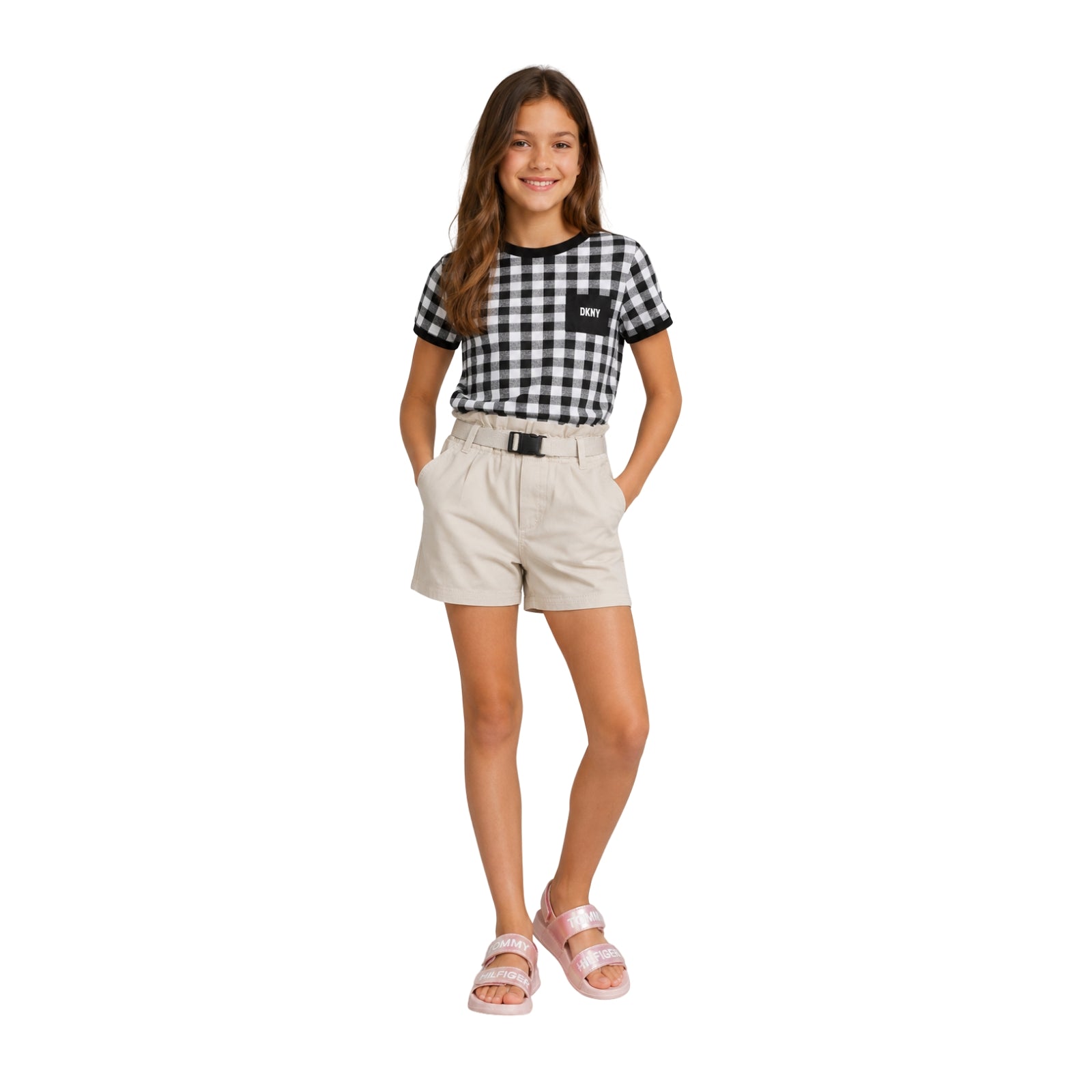 Pantalón corto beige DKNY para niña - Comodidad y estilo Konestilochic